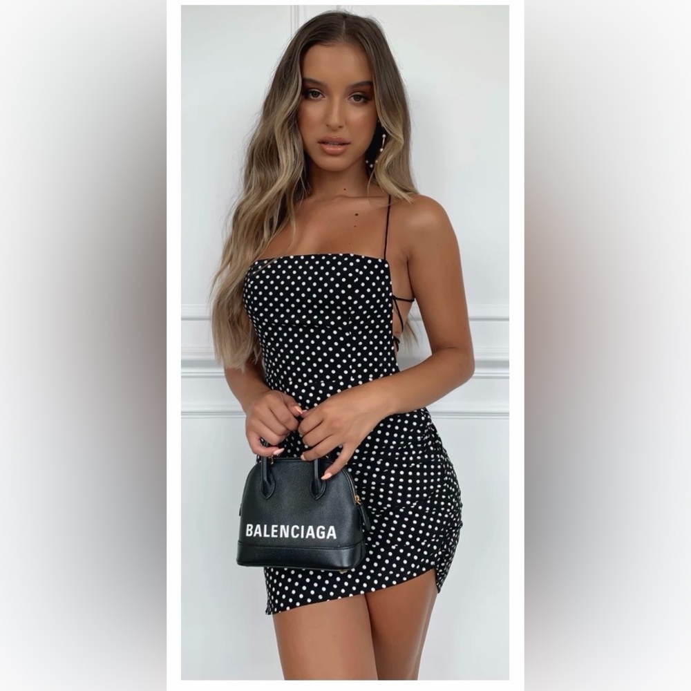 White Fox Black Polka Dot Mini Dress